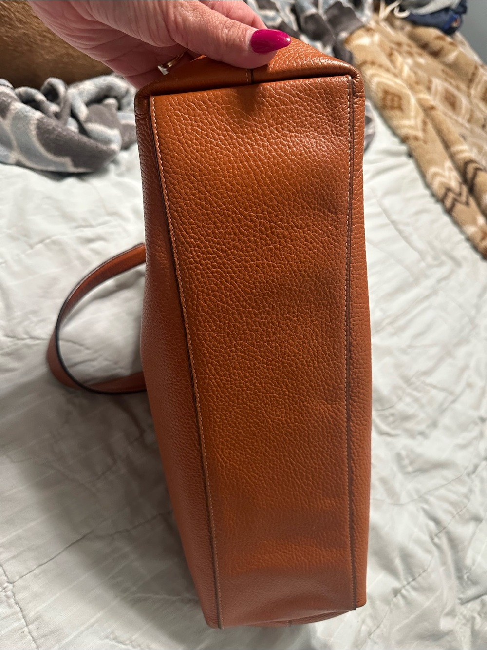 Coach Pebbled Leather Shoulder Bag in Cognac